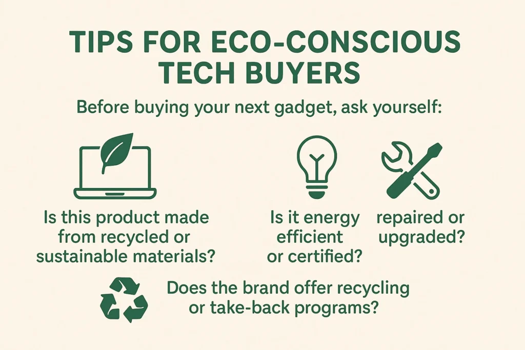 infographic explaining Tips for Eco-Conscious Tech Buyers